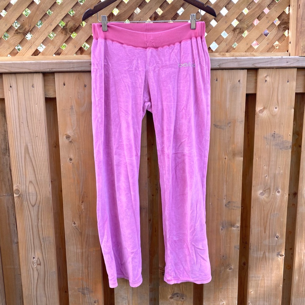Vintage Y2K 90s BEBE Pink Silk Velvet Pants Velour Hip Hop Women’s Size: L Large